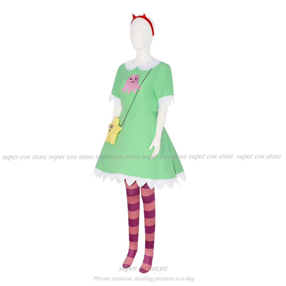 Аниме Звезда Бабочка Косплей Зеленое Платье Парик Красный Головной Убор Носки