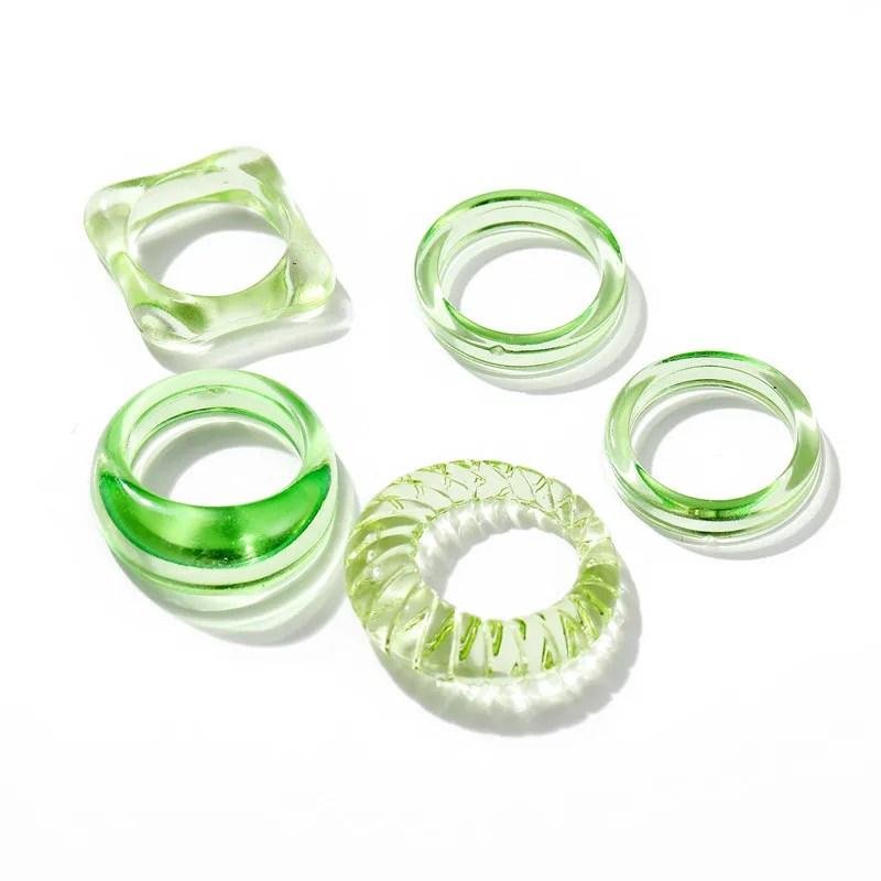 

Temperament Resin Transparent 5 Pcs/set Knuckle Ring Set Women Retro Jewelry