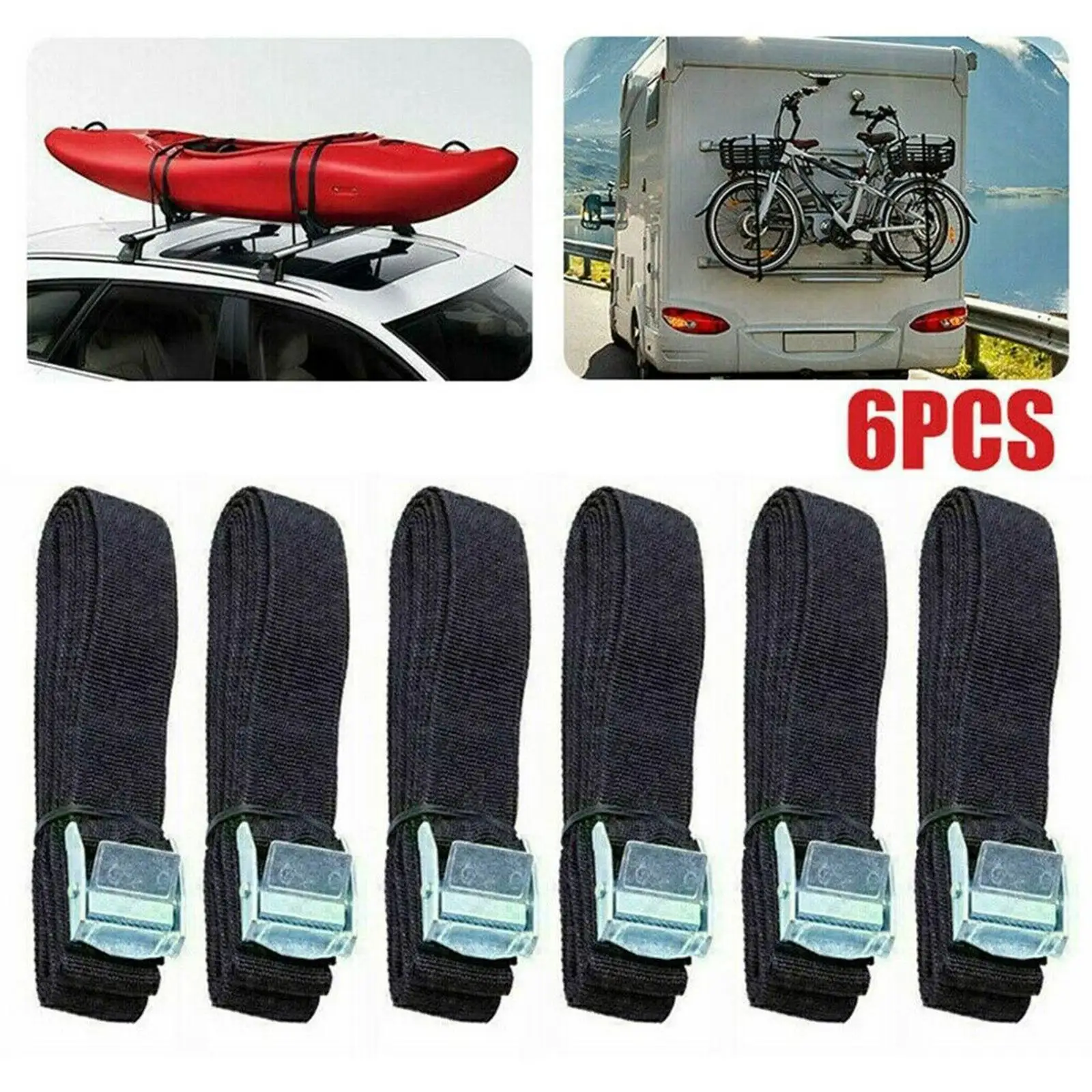

6Pack Lashing Straps up to 330lbs Zinc Alloy Surfboard Kayak Cargo Tie Down