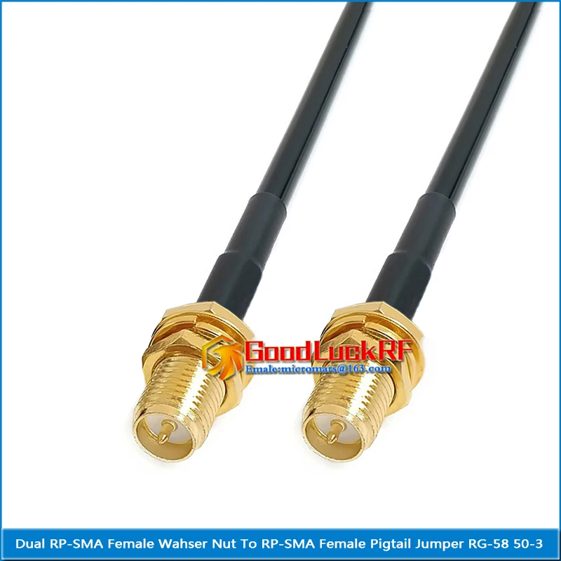 

Dual RPSMA RP SMA RP-SMA Female to RP-SMA Female Washer O-ring Bulkhead Mount Nut Pigtail Jumper RG-58 RG58 3D-FB Extend cable