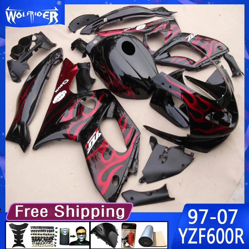 

Обтекатели из АБС-пластика для мотоцикла YZF600R 1997 - 2007 YZF600R 97-07 обтекатели для мотоцикла черные красные Обтекатели производитель настраиваемый чехол
