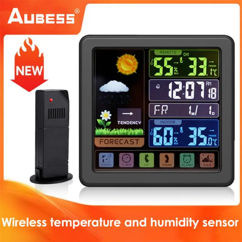 

Беспроводной термометр для дома/улицы, устройство для измерения температуры, Usb-зарядка, четыре уровня, прогноз погоды, задержка, сигнал тревоги