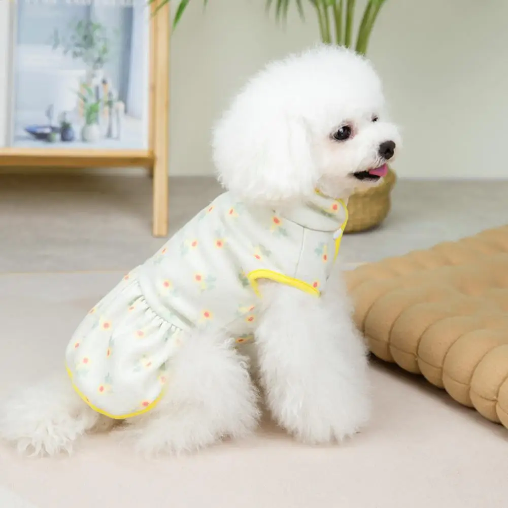 

Lovely Dog Dress Autumn Winter Pet Skirt Hemming Cold Proof Buttons Pet Skirt Dress Up