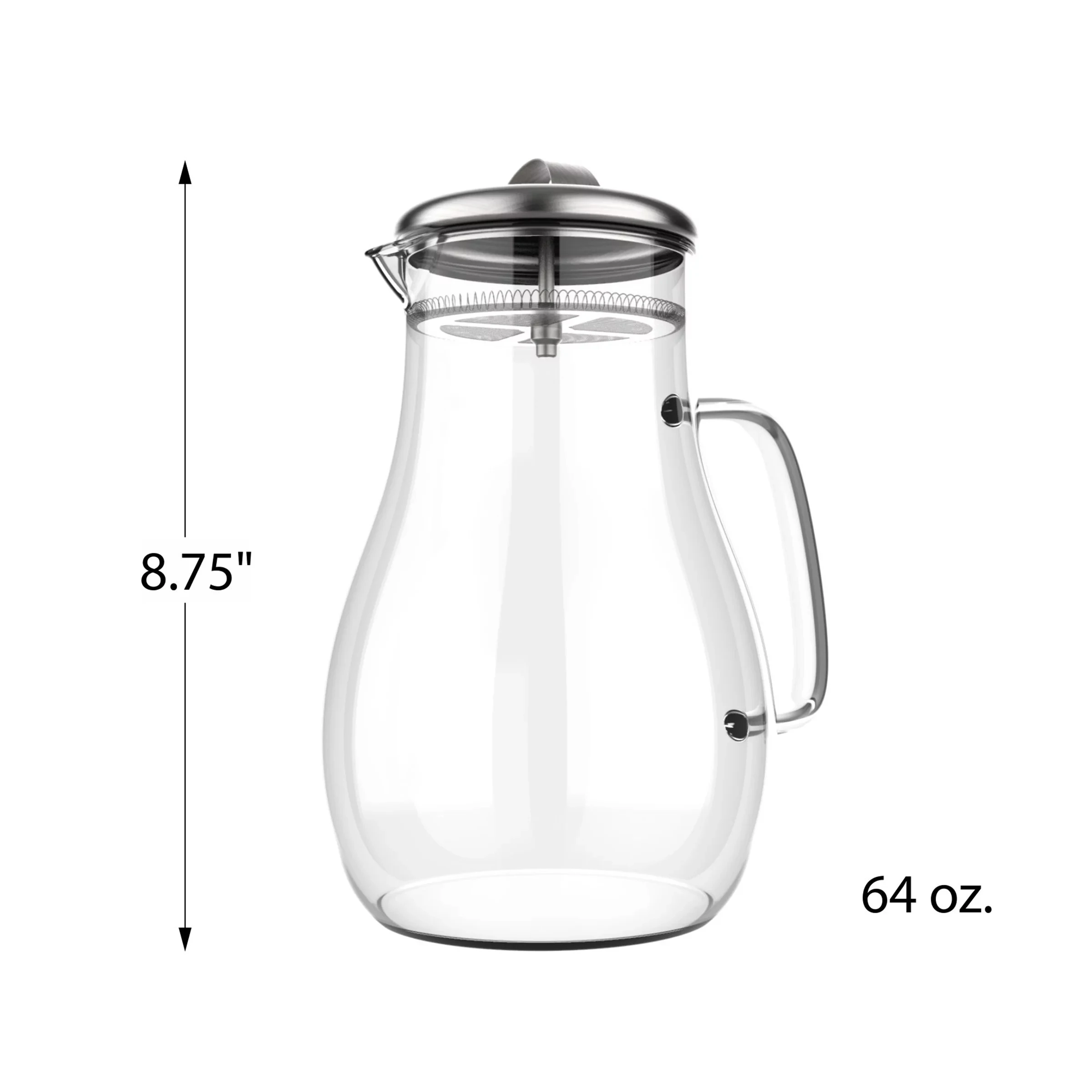 

HOMEST Hot, Cold HOMEST Glass Pitcher Carafe with Stainless Steel Filter Lid - Durable, Compact, and Premium Quality to Last Yo