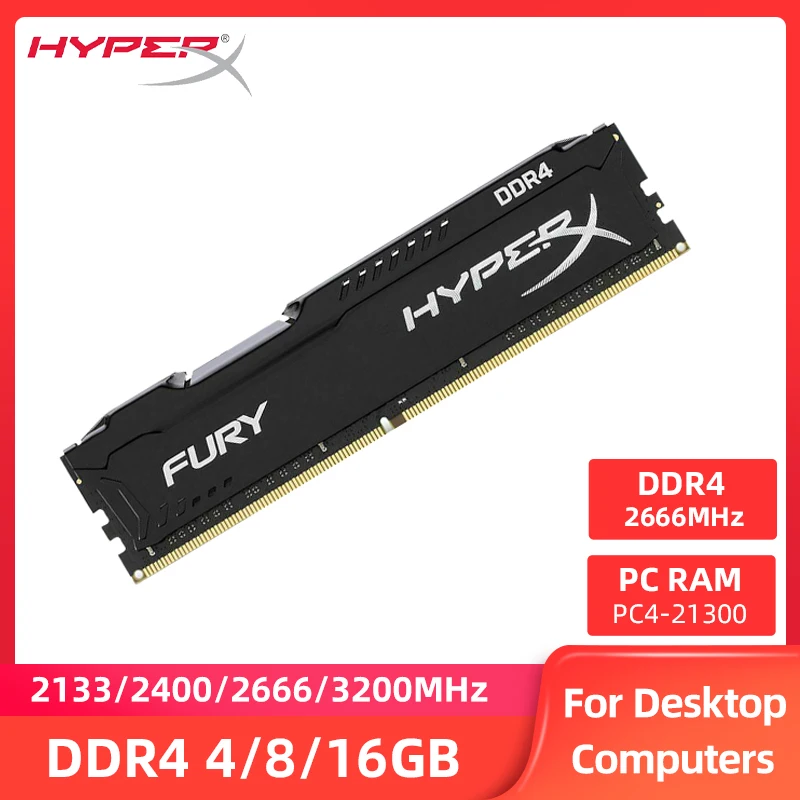 

DDR4 8GB 16GB 4GB 3600MHz 3200MHz 2666MHz 2400MHz 2133MHz Desktop Memory DIMM PC4-25600 21300 19200 1.2V 288Pins Hyperx FURY