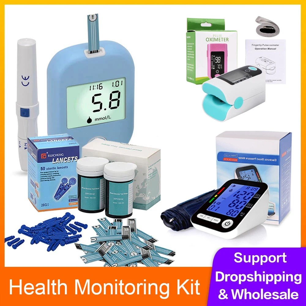 

Blood Glucose Meter Finger Pulse Oximeter Oxygen Meter Heart Rate Monitor Measuring Blood Sugar with Diabetic Test Strips