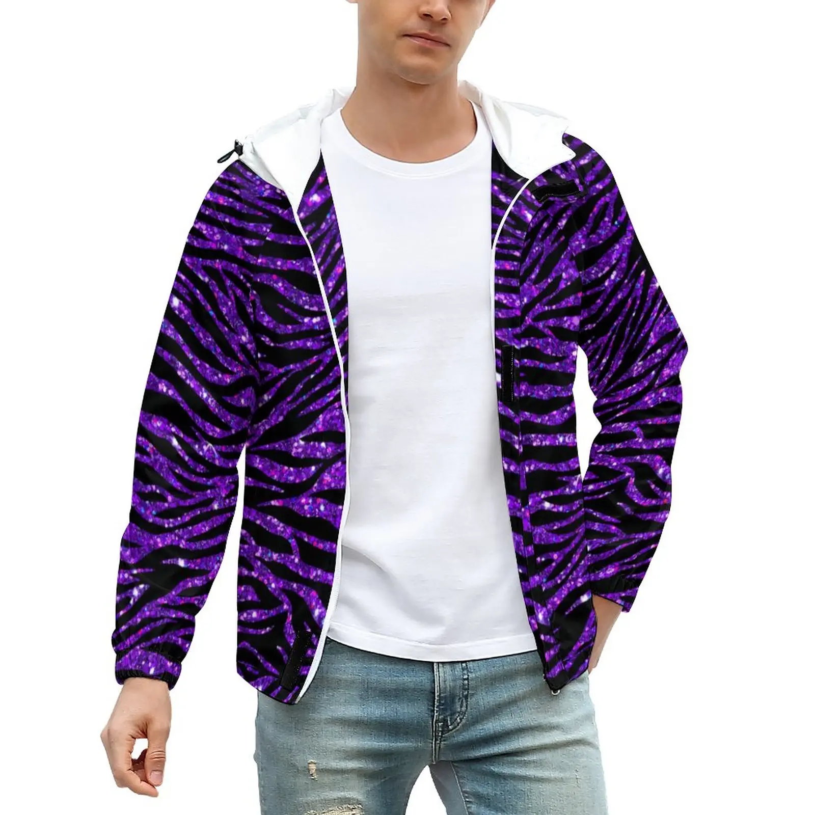 

Осенние куртки в полоску с животными, современные блестящие пальто с принтом, эстетичные водонепроницаемые повседневные ветровки, свободн...