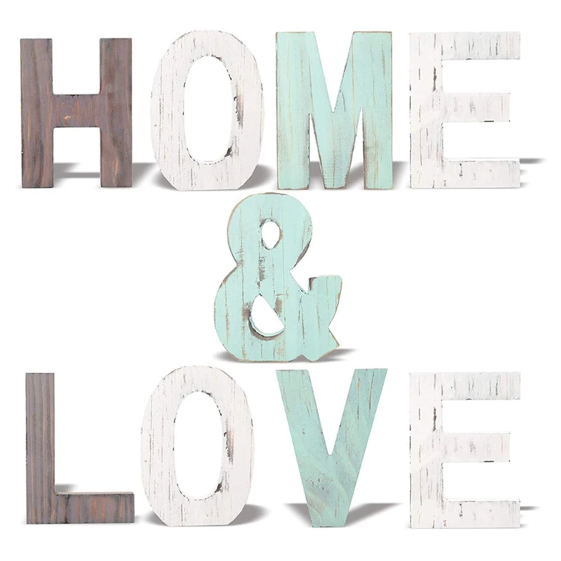 

1 Set "HOME&LOVE" Wooden Letter Ornaments Home Wedding Party Decoration Art Crafts Alphabets Vintage Country Style Home Decor