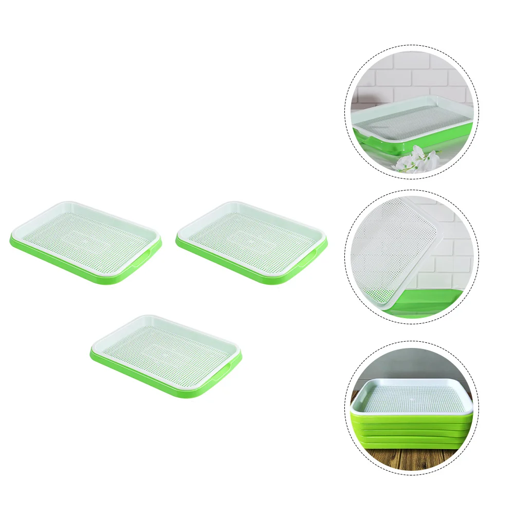 

3 Pcs Hydroponic Seedsser Sprout Sprouts Plastic Pots Hydroponic Planting Containers Veggie Wheat Grass Supplies Wheat Grass