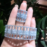 missvikki trendy luxury stackable bangle ring sets for women wedding full cubic zircon crystal cz dubai bracelet party jewelry