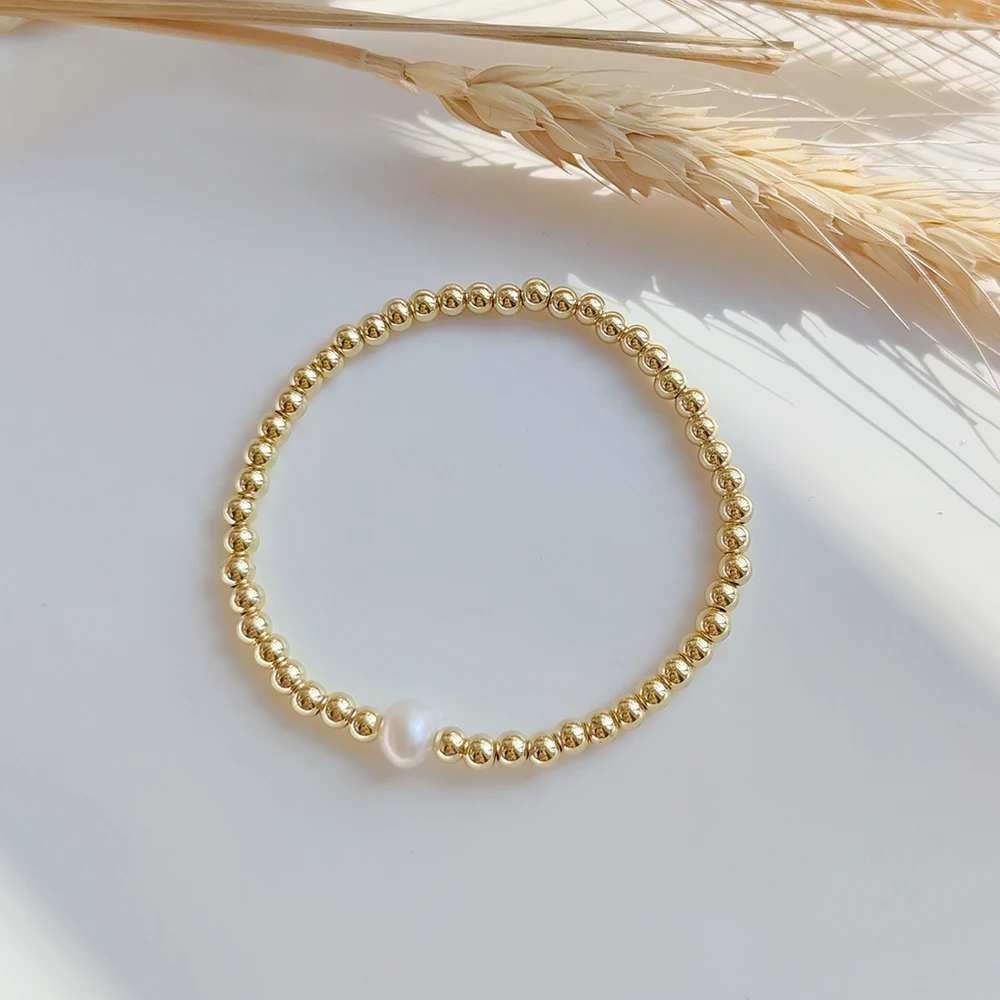 

Gold Plated Beaded Stretch Bracelet Handmade Accessory Jewelry for Women Teen Girl Ins Fashion Irregular Natural Pearl Bracelets