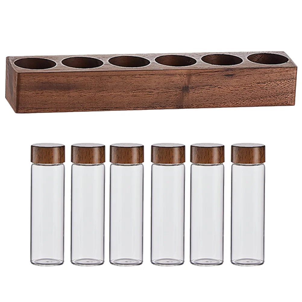 

Glass Coffee Bean Vials With Lids Storage Tubes Show Rack Display Stand Holders Wooden Grain Perspex Stands Beans