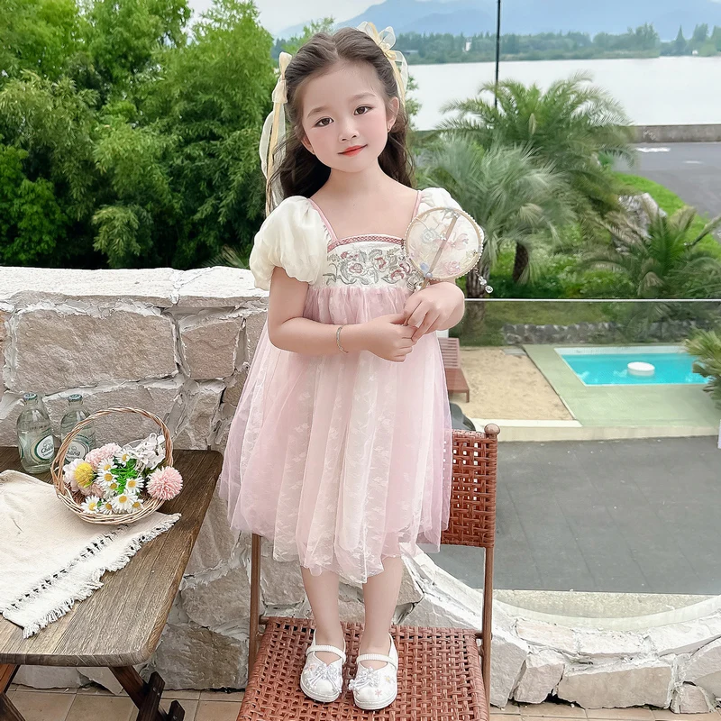 Летнее тонкое неувядающее платье Hanfu для девочек в западном стиле китайская