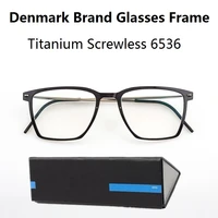denmark brand titanium business glasses frame square ultralight screwless 6536 men women spectacle prescription optical eyeglass