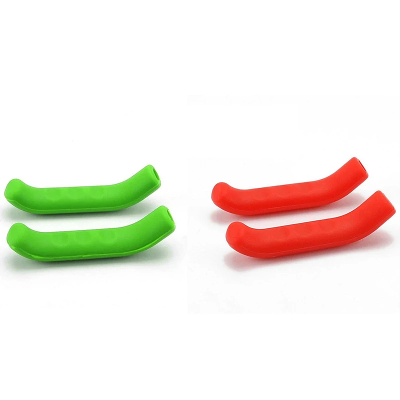 

2 Pair Brake Handle Silicone Sleeve Mountain Road Bike Dead Fly Type Lever Protection Cover Bicycle Sets, Red & Green