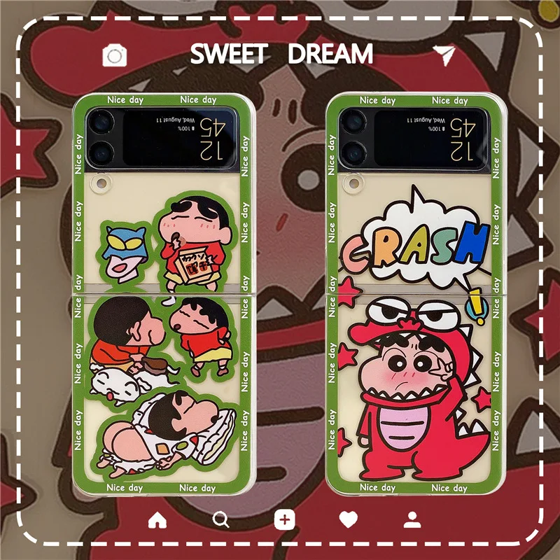 

Crayon Shin-chan похороняэмон Kawaii Xiaoxin подходит для Samsung ZFlip4/3 чехол для телефона Galaxy ZFold4/3/2