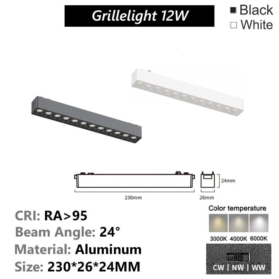 

Магнитный трековый светильник T26 черный/белый