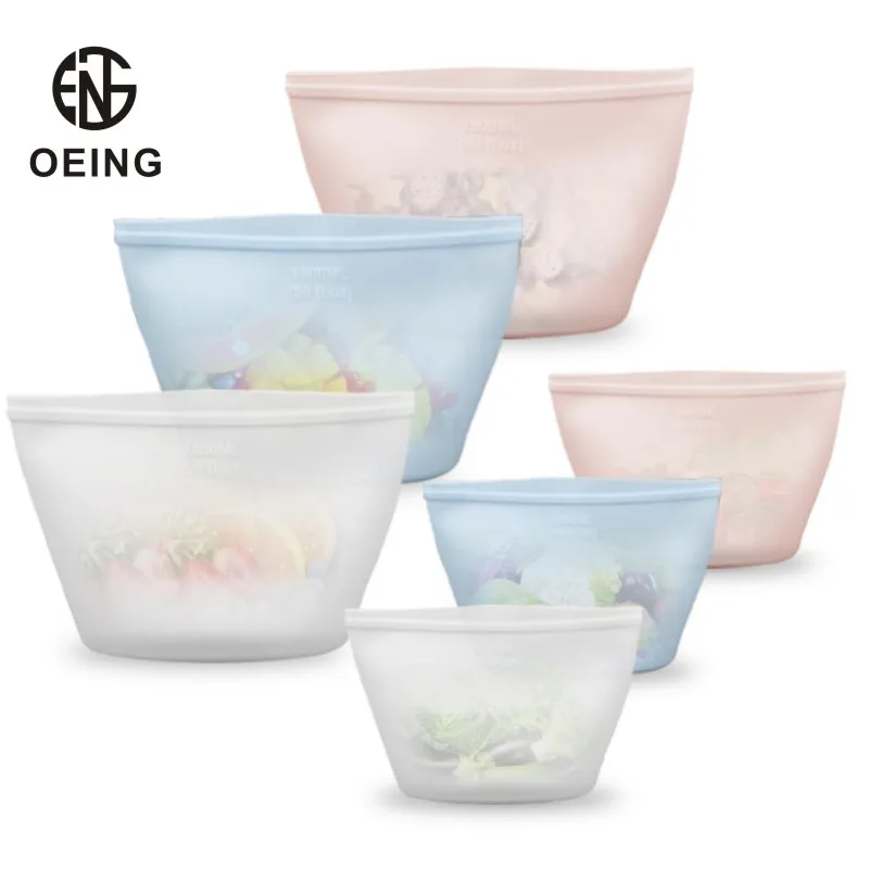 

Household 3 Pack Reusable Fridge Storage Bag Kitchen Food Seal Storage Bag Food Grade Silicone Fruit Kitchen Storage Bag