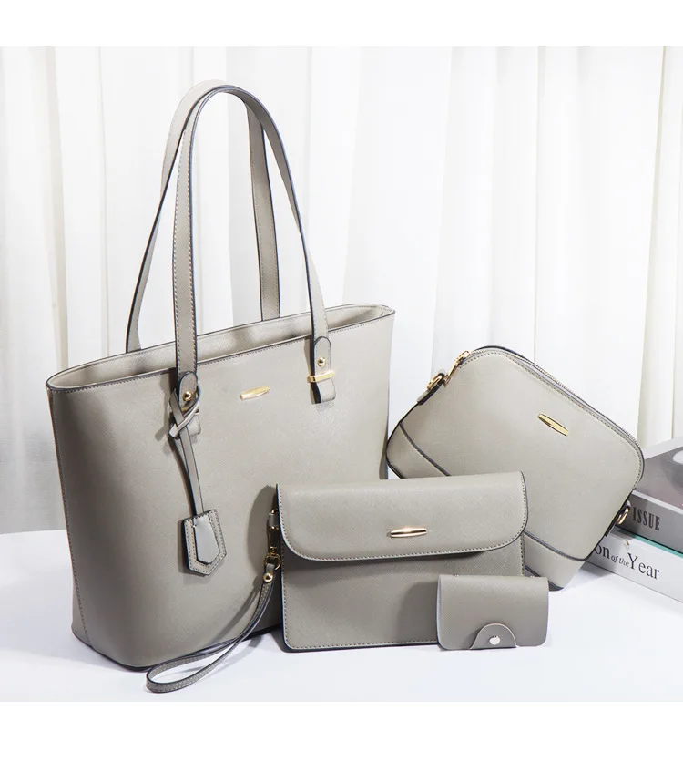 Trendy women's bags, retro ladies' one-shoulder handbags, 2022 new large-capacity fashionable diagonal four-piece sets