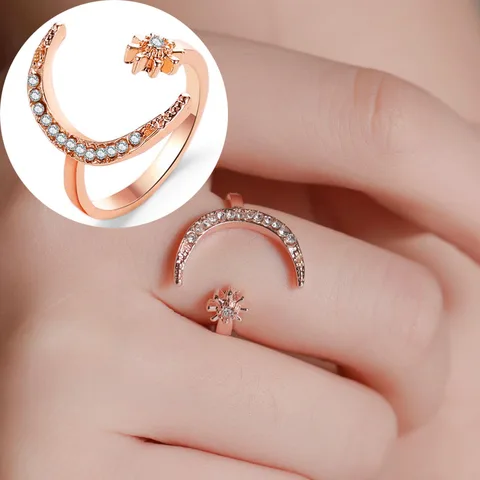 Женское Винтажное кольцо-палочка в форме сердца и Луны, ювелирное изделие для пар, трендовые геометрические украшения, 2023