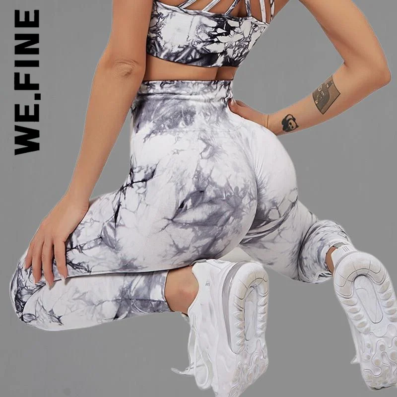 

We.Fine Women Seamless Fitness Dye Leggings High Waist Women's Pants Sporty Leggings Women Gym Clothing Sports Leggings Female