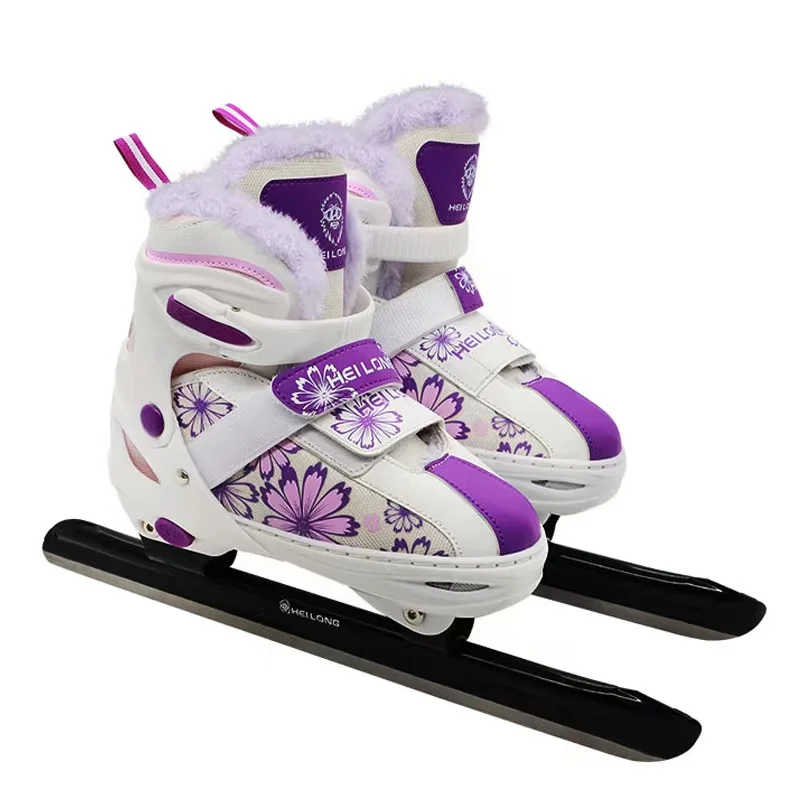 Professional Warm Thicken Figure Speed Skating Adjustable Ice Skates Shoes with Ice Blade Adult Kids Thermal PVC Waterproof