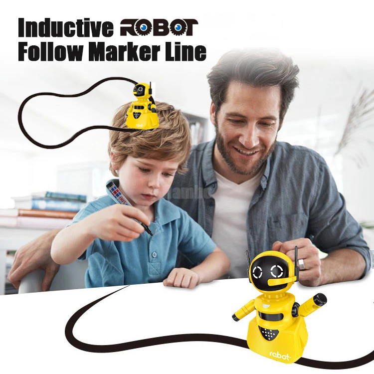 Electric Inductive Robot Follow Line Magic Pen Toy Creative Original Robot Follow Marker Drawing Line Xmas Gifts Educational Toy
