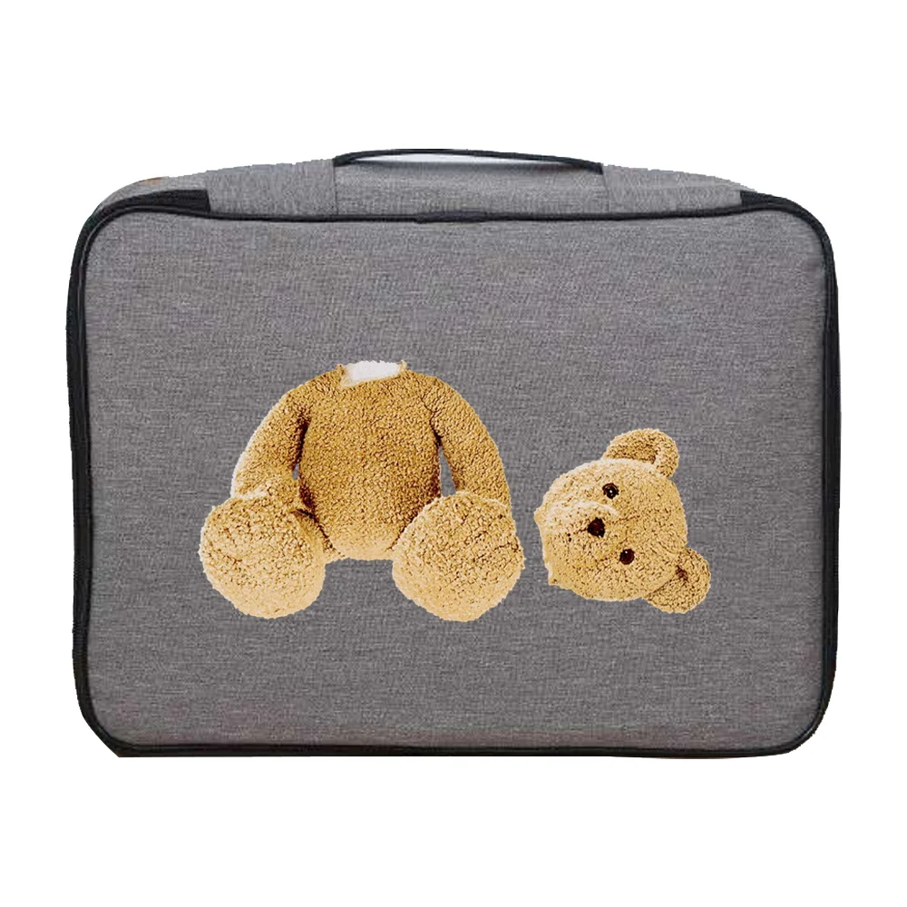 Documents Bags Waterproof Organizer Luggage Case Bear Print Handbag Men Women Outdoor Travel Credentials Passport Storage Bag