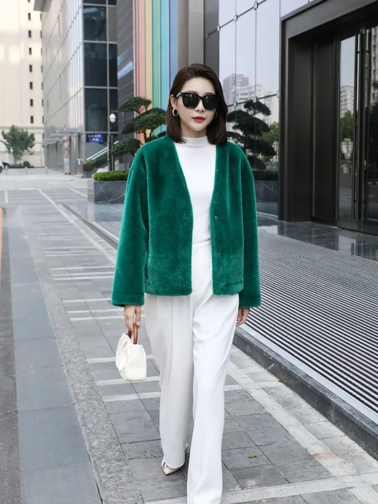 2022 New Winter Jacket Women Overcoat Single Breasted Real Natural Mink Fur Cost Solid Warm Loose Thick Coats Outerwear E657