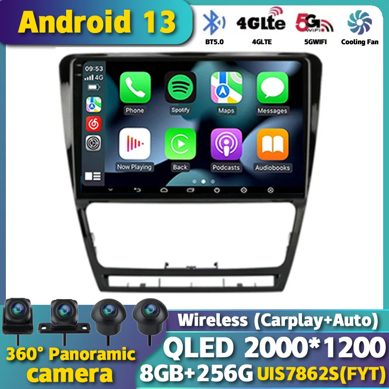 

Android 13 GPS For SKODA Octavia 2 A5 2007-2014 Head Unit Stereo WIFI+4G 2din Car Radio Multimidia Video Player Navigation BT