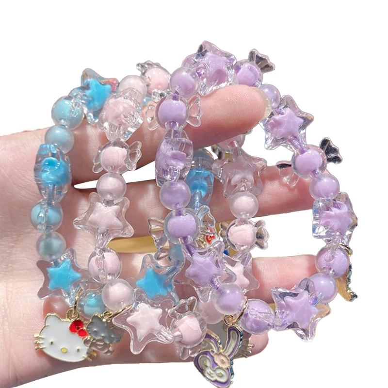 

2022 Sanrioed браслет Kawaii Hello Kitty Браслеты Melody Cinnamoroll Браслет Аниме Pulsera конфеты нитки ювелирные изделия для девушек
