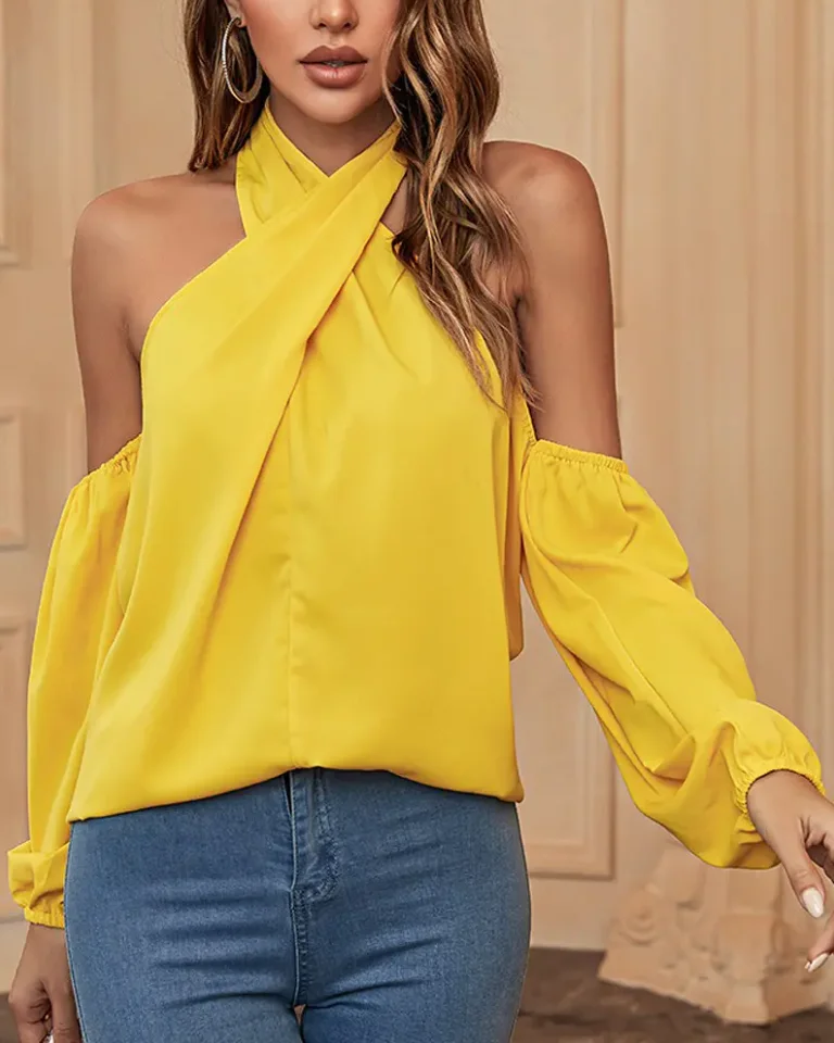 

Женский Повседневный Топ с длинным рукавом и открытыми плечами