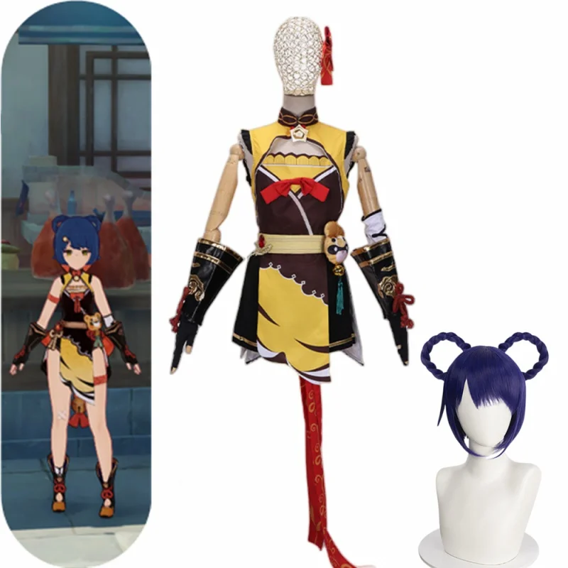 

Genshin Impact Cosplay Costume Xiangling Anime Dress Uniform Halloween Clothes