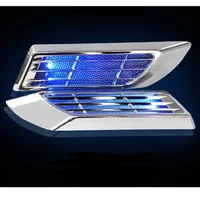 15Pair Car Leaf Panel Solar Warning Light Hood Imitation Fake Air Inlet And Outlet Atmosphere Light LED Decorative Light