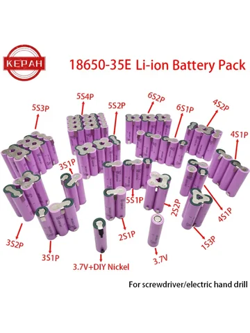Аккумуляторный блок KEPAH 3500mAh для отвертки, электродрели 6S2P/6S1P/5S4P/5S3P/5S2P/5S1P/4S2P/4S1P/3S2P/3S1P/2S2P/2S1P/1S3P/18650