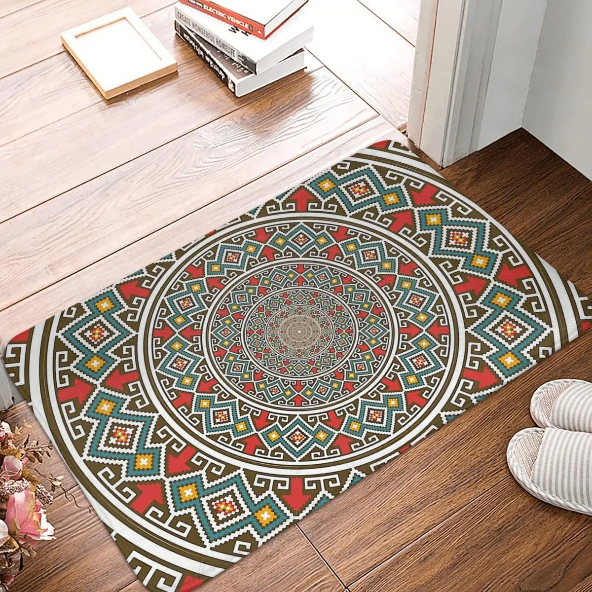 

Red Blue Gold Anti-Slip Doormat Kitchen MatMandala Deco Floor Carpet Welcome Rug Indoor Decorative