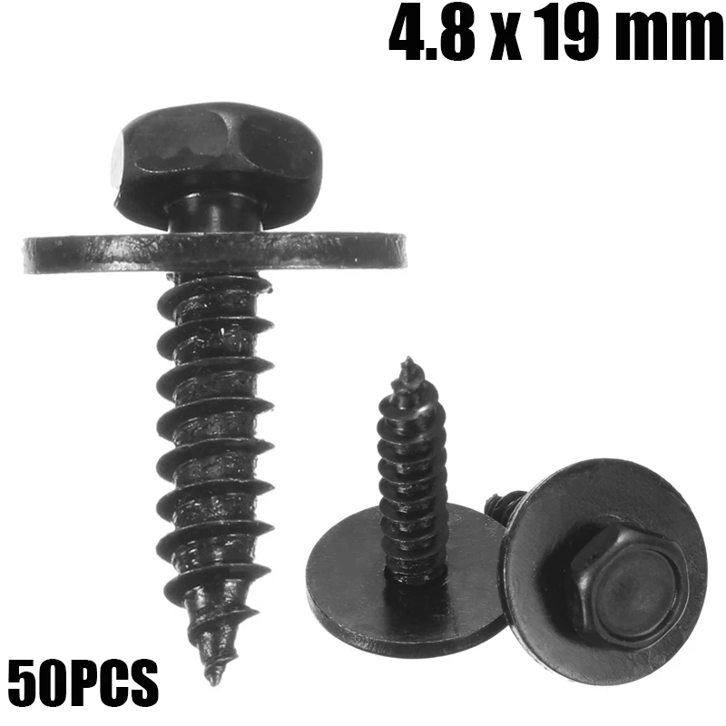 

50Pcs 4.8x19 mm Hex Self Tapping Tapper Screw And Washer Engine Cover Undertray Splash Guard Wheel Screws Fastener Clips For BMW