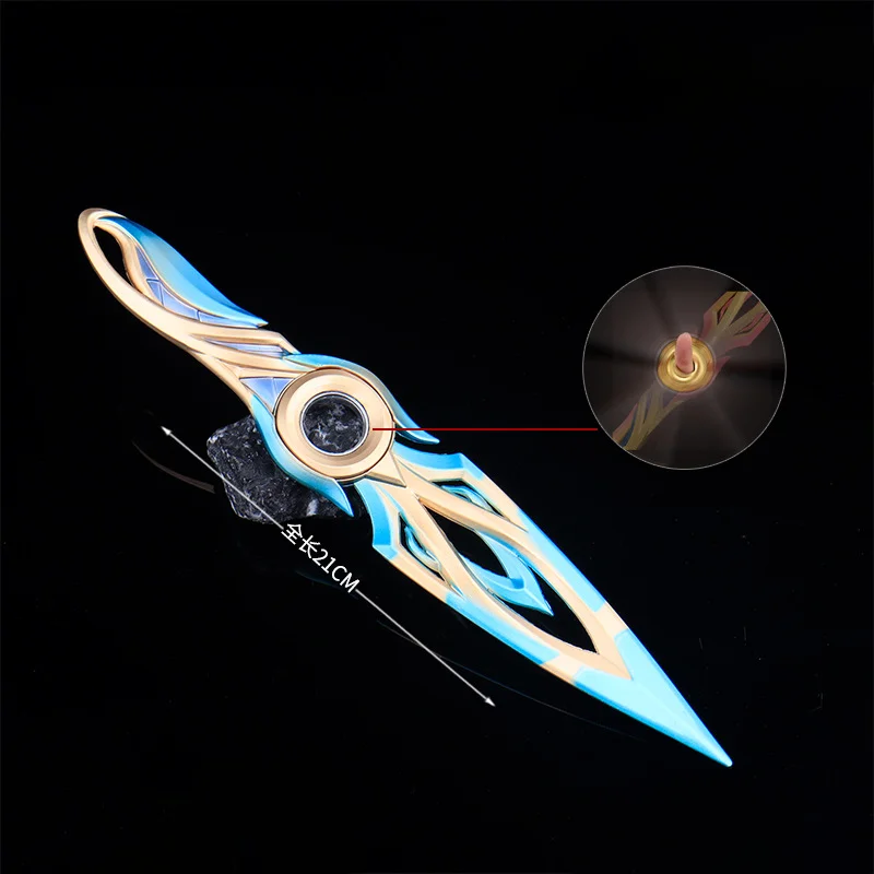 Фото 21 см Valorant Mystbloom Kunai вращающийся Чемпион Kunai металлическая модель игры меч для ближнего боя фигурка нож игрушка подарки для мальчиков №4