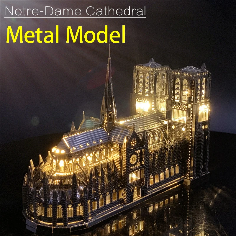 

Microworld 3D Dimensional Metal Puzzle Notre-Dame Cathedral Model Difficult Building Diy Cottage Toy for Children Adult Gift