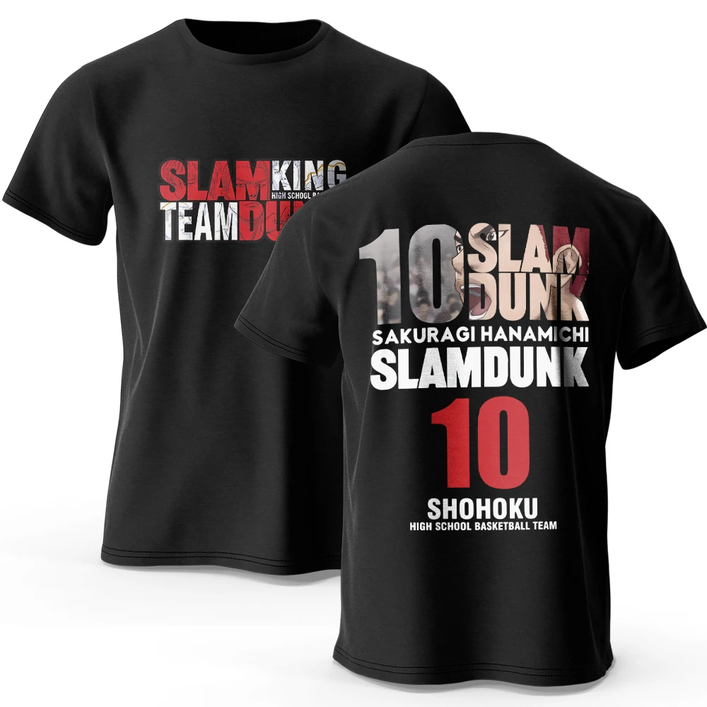 Классическая футболка из 100% хлопка с принтом аниме Slam Dunk для мужчин и женщин
