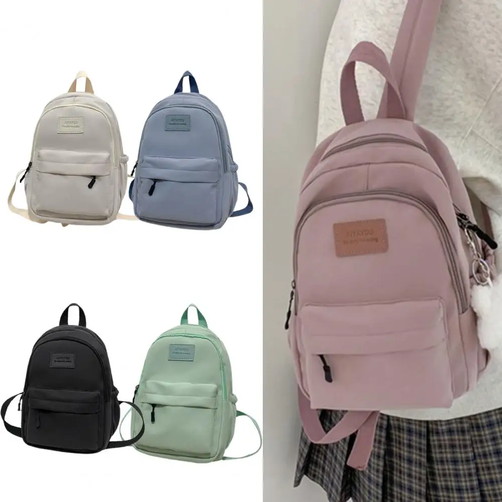 

Women's Backpack Solid Color Female Multi-pocket Casual Man Travel Bag High Quality Schoolbag for Teenage Girl Book Knapsack