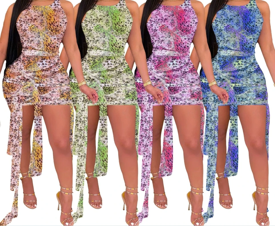 

Summer Dress 2023 Fashion Lace Up Print Dress Sexy Street Style Women's Clothing