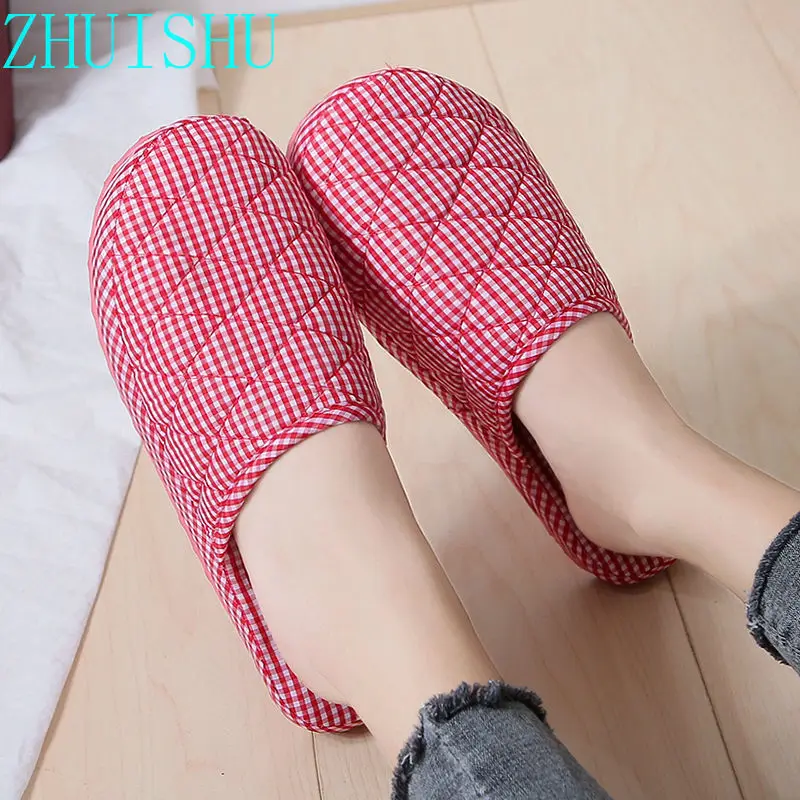 

Lightweight Couple Thin Four Seasons Breathable Men and Women Home Fabric Guest Home Non-slip Winter Cotton Slippers