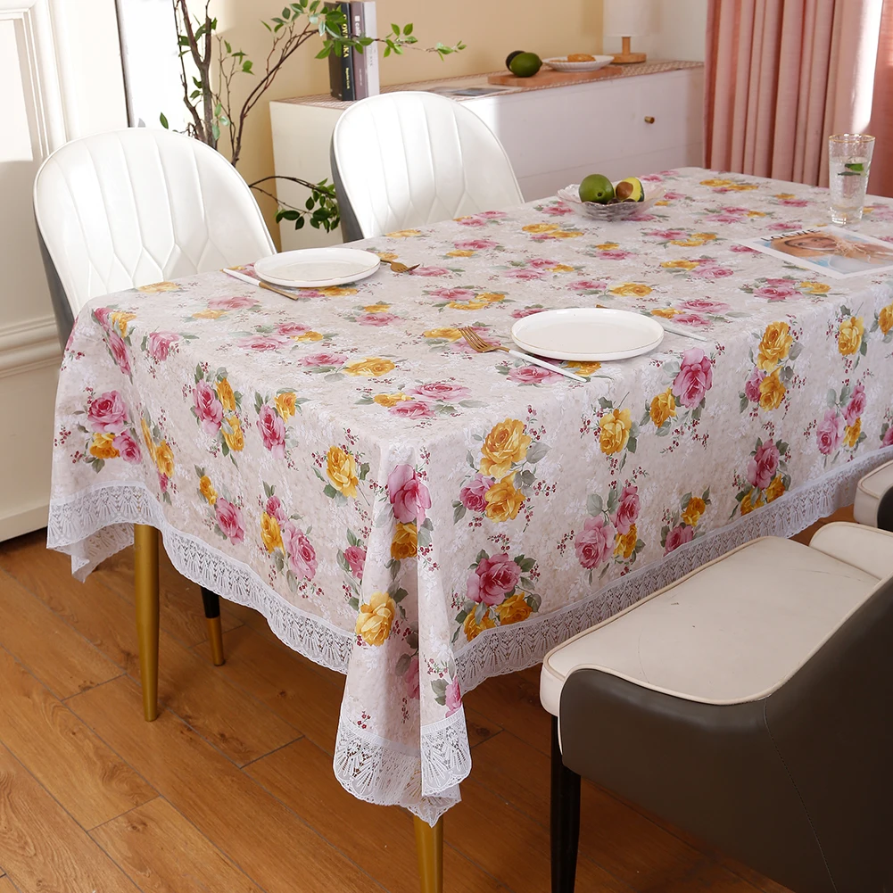 

Peony Flower Table Cloth Waterproof Oilproof Kitchen Dining Table Colth Cover Mat Oilcloth Antifouling Dining Table Cover