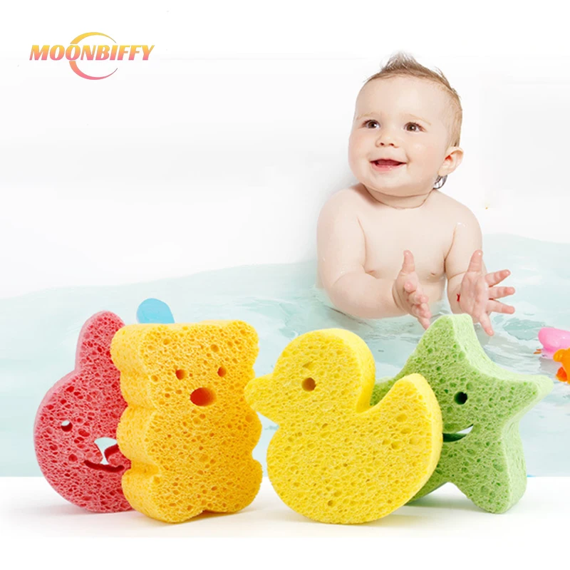 Creative Lovely Infant Bath Sponge Bear Duck Star Cartoon Shape Skin-friendly Soft Baby Shower Sponge Newborn Bath Supplies