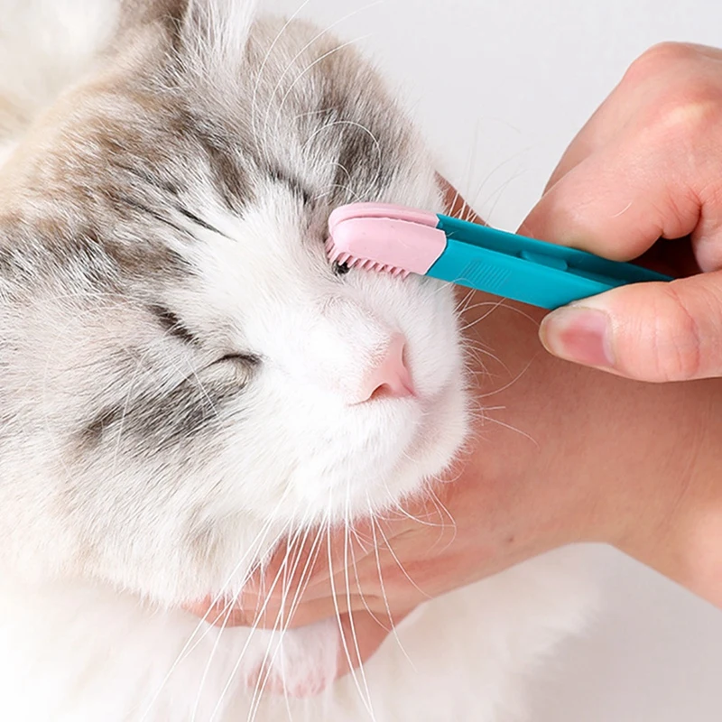 

Pet Eye Comb Brush Pet Tear Stain Remover Comb Double-Sided Eye Grooming Brush Removing Crust Mucus for Small Cat Dog