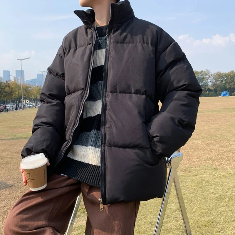 Men Coat Winter Parka Solid Long Sleeve Jacket Fashion New Warm Couple Outwear Oversized Tops Ins Vintage Y2K Male Clothes 5Xl