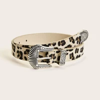 european american creative leopard print ladies belt imitation horsehair carved western buckle fashion all match jeans 2022 new