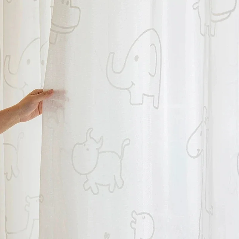 

WPKIRA Детские шторы Blackout бежевые с рисунком зоопарка