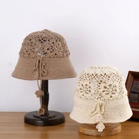 bucket hat winter hat all seasons knitted beanie hat wide wave brim folded crochet hats leisure holiday cotton cap visors hat